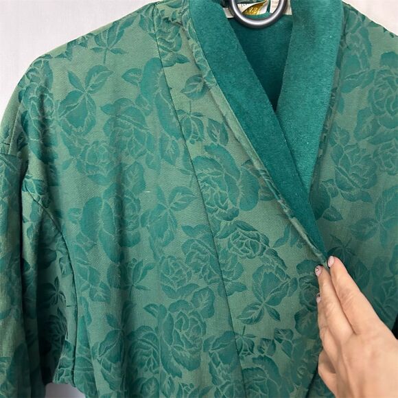 Victoria's Secret Vintage Gold Label Green Floral Robe Women's P/S Small - Picture 3 of 9